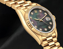 Afbeelding in Gallery-weergave laden, Rolex 26mm Datejust 69178 Zwart Parelmoer Diamanten Wijzerplaat 18k Gouden Horloge