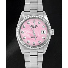 Afbeelding in Gallery-weergave laden, Rolex 31 mm roze parelmoer Diamant wijzerplaat Oyster Roestvrij staal horloge