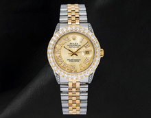 Afbeelding in Gallery-weergave laden, Rolex 36mm Datejust Romeinse Diamanten Wijzerplaat 1601 Tweekleurig Horloge