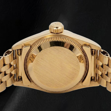 Afbeelding in Gallery-weergave laden, Rolex 67197 Oyster Perpetual Zwarte Wijzerplaat met Streepindexen 24mm Geelgoud Dameshorloge