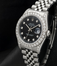 Afbeelding in Gallery-weergave laden, Rolex 6916 Datejust 26mm Zwarte Diamanten Wijzerplaat Roestvrij Staal Jubilee-armband Horloge