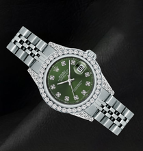 Afbeelding in Gallery-weergave laden, Rolex 6916 Datejust Groene Diamanten Wijzerplaat 26mm Diamanten Lunette Roestvrij Staal Horloge