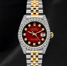 Afbeelding in Gallery-weergave laden, Rolex 6917 Datejust 26mm Rode Diamanten Wijzerplaat Tweekleurig Horloge