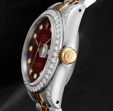 Afbeelding in Gallery-weergave laden, Rolex 6917 Datejust 26mm Rode Diamanten Wijzerplaat Tweekleurig Horloge