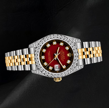 Afbeelding in Gallery-weergave laden, Rolex 6917 Datejust 26mm Rode Diamanten Wijzerplaat Tweekleurig Horloge