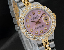 Afbeelding in Gallery-weergave laden, Rolex 6917 Datejust Roze Parelmoer Diamanten Wijzerplaat 26mm Tweekleurig Horloge