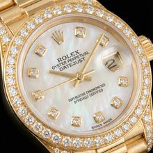 Afbeelding in Gallery-weergave laden,
Rolex Dames voorzitter-stijl horloge Geelgouden diamanten dweil-wijzerplaat