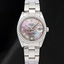 Afbeelding in Gallery-weergave laden, Rolex Date 1500 34mm Zwart Parelmoer Diamanten Wijzerplaat Tweekleurig Horloge