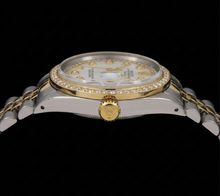 Afbeelding in Gallery-weergave laden, Rolex Date 1505 34mm Wit Parelmoeren Diamanten Wijzerplaat met Diamantensnoer Tweekleurig Horloge