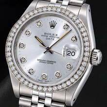 Afbeelding in Gallery-weergave laden, Rolex Date 15200 34mm Zilveren Diamanten Wijzerplaat Roestvrij Staal Horloge