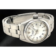 Afbeelding in Gallery-weergave laden, Rolex Date 26 mm Witte Romeinse Wijzerplaat Oyster Roestvrijstalen Dameshorloge
