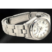 Afbeelding in Gallery-weergave laden, Rolex Date 26 mm Witte Romeinse Wijzerplaat Oyster Roestvrijstalen Dameshorloge