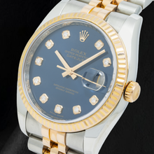 Afbeelding in Gallery-weergave laden, Rolex Datejust 116233 36 mm Blauwe Diamanten Wijzerplaat Tweekleurig Horloge