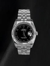 Afbeelding in Gallery-weergave laden, Rolex Datejust 116234 36mm Zwarte Romeinse Wijzerplaat Roestvrij Staal Horloge