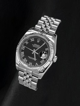Afbeelding in Gallery-weergave laden, Rolex Datejust 116234 36mm Zwarte Romeinse Wijzerplaat Roestvrij Staal Horloge