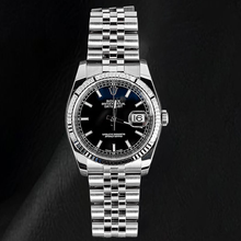 Afbeelding in Gallery-weergave laden, Rolex Datejust 116234 36mm Roestvrij Staal Horloge met Zwarte Wijzerplaat en Lichtgevende Staafindexen