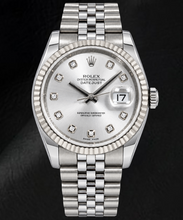 Afbeelding in Gallery-weergave laden, Rolex Datejust 116234 36mm Zilveren Diamanten Wijzerplaat Roestvrij Staal Horloge