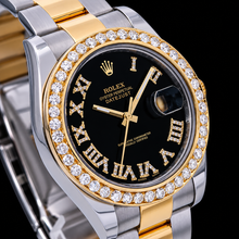 Afbeelding in Gallery-weergave laden, Rolex Datejust 116333 41 mm Zwarte Romeinse Diamanten Wijzerplaat Tweekleurig Gouden Oyster-armband Horloge