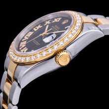 Afbeelding in Gallery-weergave laden, Rolex Datejust 116333 41 mm Zwarte Romeinse Diamanten Wijzerplaat Tweekleurig Gouden Oyster-armband Horloge