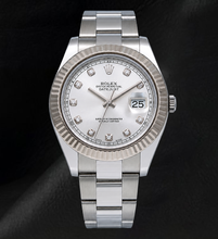 Afbeelding in Gallery-weergave laden, Rolex Datejust 116334 41mm Zilveren Diamanten Wijzerplaat Witgoud Gekartelde Lunette Horloge
