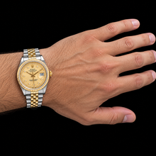 Afbeelding in Gallery-weergave laden, Rolex Datejust 16013 36mm Champagne String Diamanten Wijzerplaat Tweekleurig Horloge