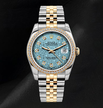 Afbeelding in Gallery-weergave laden, Rolex Datejust 16013 IJsblauwe Diamanten Wijzerplaat 36 mm Jubilee-band Tweekleurig Horloge