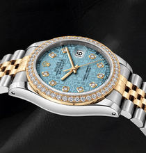Afbeelding in Gallery-weergave laden, Rolex Datejust 16013 IJsblauwe Diamanten Wijzerplaat 36 mm Jubilee-band Tweekleurig Horloge