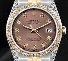 Afbeelding in Gallery-weergave laden, Rolex Datejust 16013 Zalmkleurige Diamanten Wijzerplaat 36mm Tweekleurig Horloge
