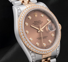 Afbeelding in Gallery-weergave laden, Rolex Datejust 16013 Zalmkleurige Diamanten Wijzerplaat 36mm Tweekleurig Horloge