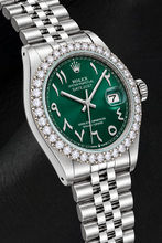 Afbeelding in Gallery-weergave laden, Rolex Datejust 16014 36mm Roestvrij Staal Horloge met Groene Oost-Arabische Wijzerplaat