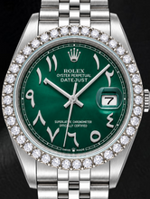 Afbeelding in Gallery-weergave laden, Rolex Datejust 16014 36mm Roestvrij Staal Horloge met Groene Oost-Arabische Wijzerplaat