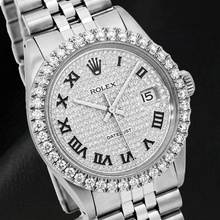 Afbeelding in Gallery-weergave laden, Rolex Datejust 16014 36mm Gepaveerde Diamanten Romeinse Wijzerplaat Roestvrij Staal
