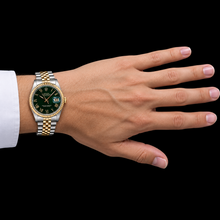 Afbeelding in Gallery-weergave laden, Rolex Datejust 1601 36mm Tweekleurig Horloge met Groene Romeinse Wijzerplaat