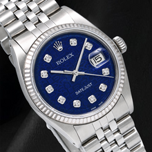 Afbeelding in Gallery-weergave laden, Rolex Datejust 1601 36mm Blauwe Diamanten Wijzerplaat Roestvrij Staal Horloge Jubilee-armband