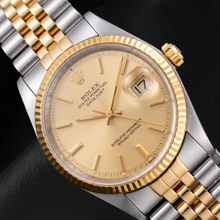 Afbeelding in Gallery-weergave laden, Rolex Datejust 1601 36mm Champagne Wijzerplaat met Streepindexen Tweekleurig Horloge