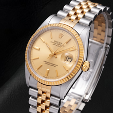 Afbeelding in Gallery-weergave laden, Rolex Datejust 1601 36mm Champagne Wijzerplaat met Streepindexen Tweekleurig Horloge