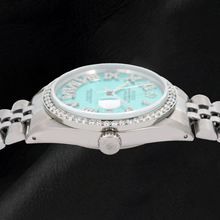 Afbeelding in Gallery-weergave laden, Rolex Datejust 1601 36mm Turkoois Romeinse Diamanten Wijzerplaat Roestvrij Staal Horloge
