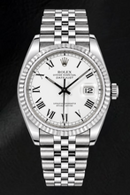 Afbeelding in Gallery-weergave laden, Rolex Datejust 1603 36mm Witte Romeinse Wijzerplaat Roestvrij Staal Horloge