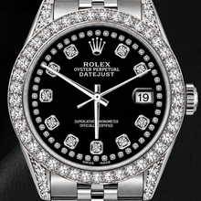 Afbeelding in Gallery-weergave laden, Rolex Datejust 16200 36mm Zwarte String Diamanten Wijzerplaat Roestvrij Staal Horloge
