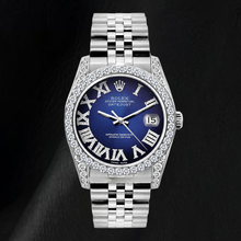 Afbeelding in Gallery-weergave laden, Rolex Datejust 16200 36mm Blauwe Romeinse Diamanten Wijzerplaat Roestvrij Staal Horloge