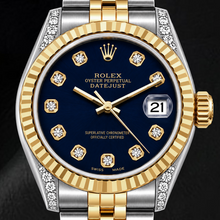 Afbeelding in Gallery-weergave laden, Rolex Datejust 16233 36mm Tweekleurig Horloge met Zwarte Diamanten Wijzerplaat