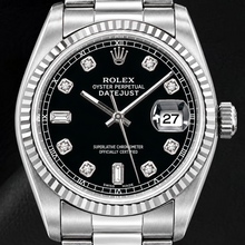 Afbeelding in Gallery-weergave laden, Rolex Datejust 16234 36mm Zwarte Diamanten Wijzerplaat Roestvrij Staal Horloge