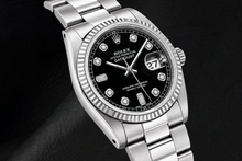 Afbeelding in Gallery-weergave laden, Rolex Datejust 16234 36mm Zwarte Diamanten Wijzerplaat Roestvrij Staal Horloge