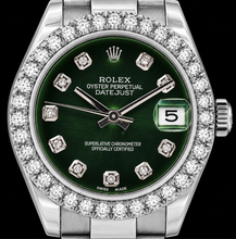 Afbeelding in Gallery-weergave laden, Rolex Datejust 178240 31mm Groene Diamanten Wijzerplaat Roestvrij Staal Horloge