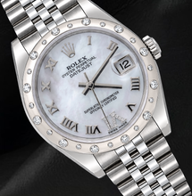 Afbeelding in Gallery-weergave laden, Rolex Datejust 178344 31mm Witte Parelmoeren Romeinse Wijzerplaat Roestvrij Staal Jubilee-armband Horloge