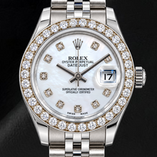 Afbeelding in Gallery-weergave laden, Rolex Datejust 179160 26mm Wit Parelmoer Diamanten Wijzerplaat Roestvrij Staal Horloge