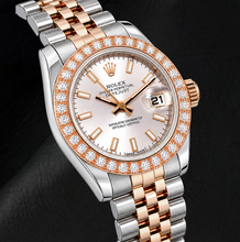 Afbeelding in Gallery-weergave laden, Rolex Datejust 179171 26mm Tweekleurig Horloge met Sundust Wijzerplaat met Streepindexen