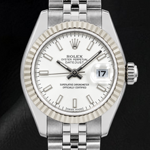 Afbeelding in Gallery-weergave laden, Rolex Datejust 179174 26mm Roestvrij Staal Horloge met Zilveren Lichtgevende Wijzerplaat met Streepindexen