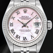 Afbeelding in Gallery-weergave laden, Rolex Datejust 26MM 69174 Roze Parelmoer Romeinse Wijzerplaat Roestvrij Staal Horloge