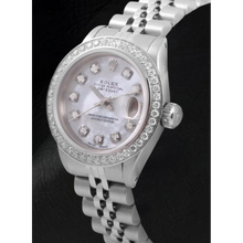 Afbeelding in Gallery-weergave laden, Rolex Datejust 26 mm Wit Parelmoer Wijzerplaat Diamanten Lunette Roestvrijstalen Horloge